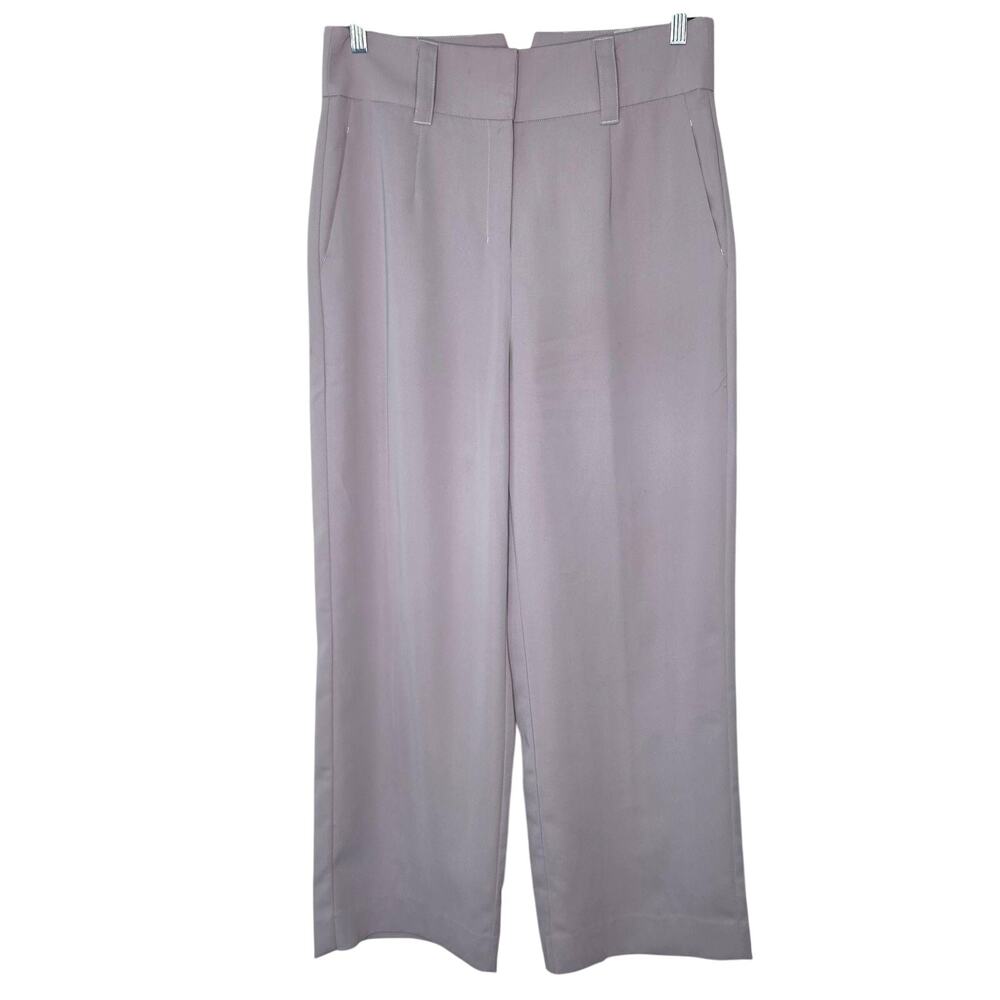 Love, Bonito Crepe Dress Pants Womens 10 Purple Pleated Crop Wide Leg Work